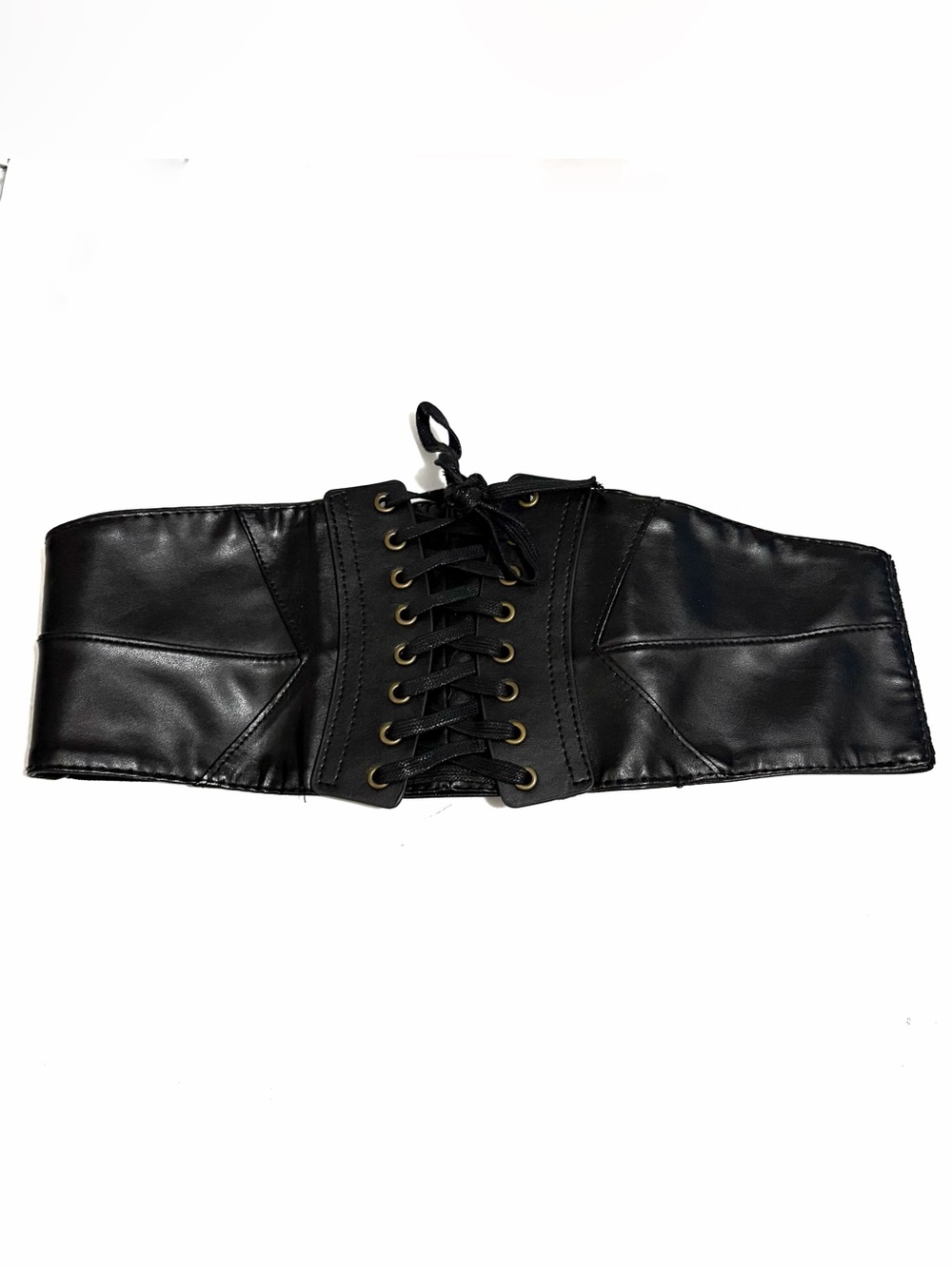 Wide Black Lace-Up Waist Cincher Belt